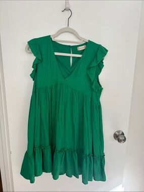 Altar’d State Green Ruffle Sleeve Dress